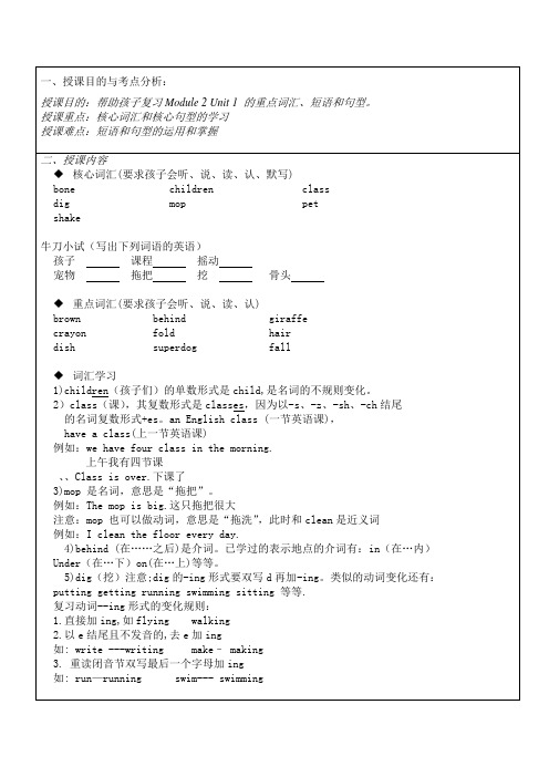 Module2Unit1教案-上海牛津本地小学英语四年级下册