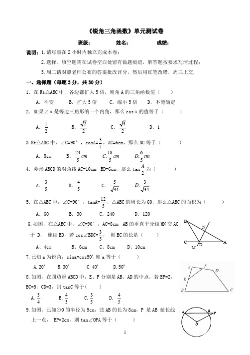 锐角三角函数复习