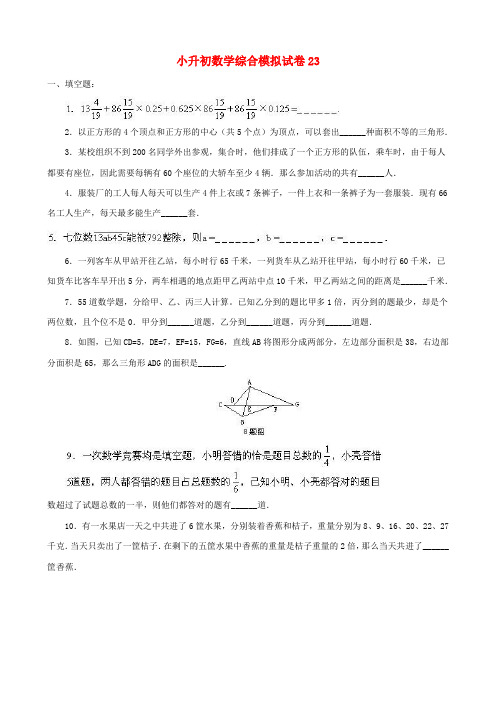 2018-2019娄底市小学毕业数学总复习小升初模拟训练试卷23-24(共2套)附详细试题答案