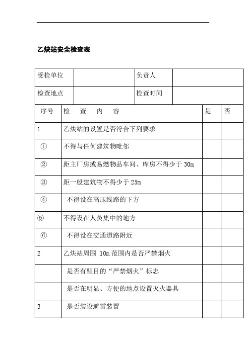 乙炔站安全检查表