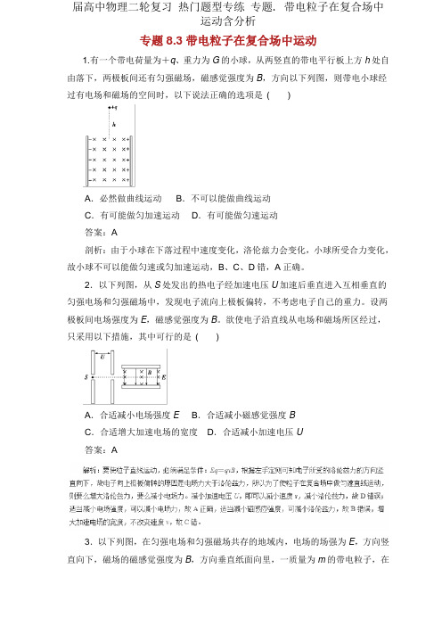 届高中物理二轮复习 热点题型专练 专题. 带电粒子在复合场中运动含解析