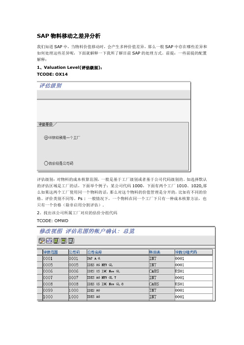 SAP物料移动之差异分析