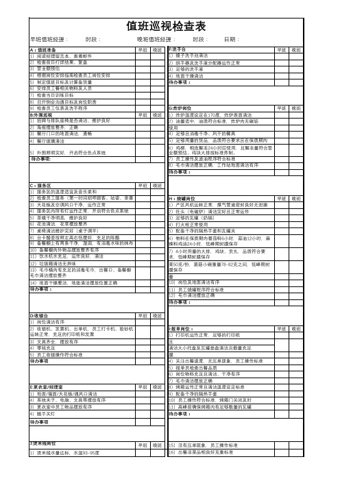 值班巡视检查表