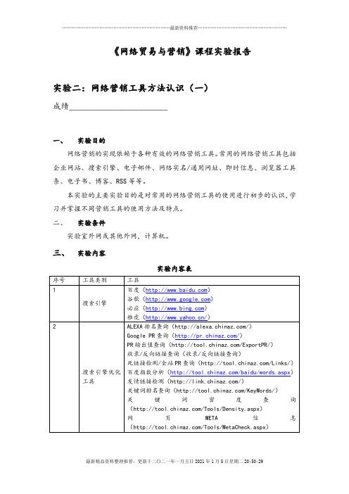 网络营销工具方法认识(一)