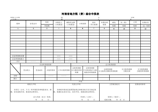 新版——河南省地方税(费)综合申报表