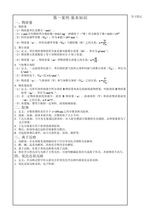 2021年广东省高中化学学业水平考试知识点总结