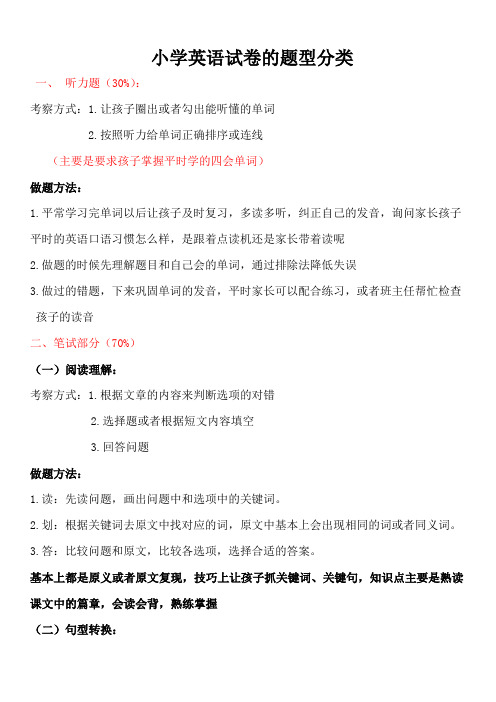 英语各题型做题方法整理