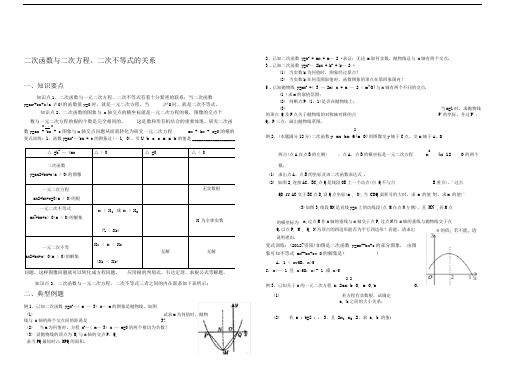 二次函数与二次方程二次不等式的关系