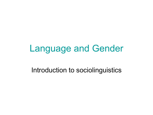 Language and Gender