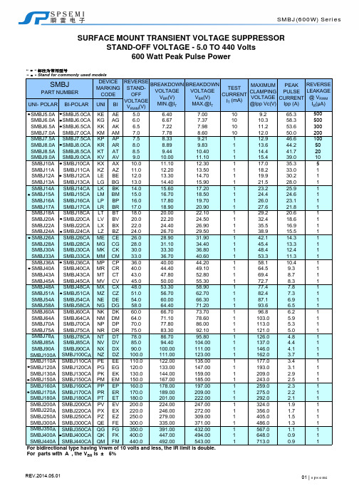 TVS瞬态抑制二极管SMBJ系列