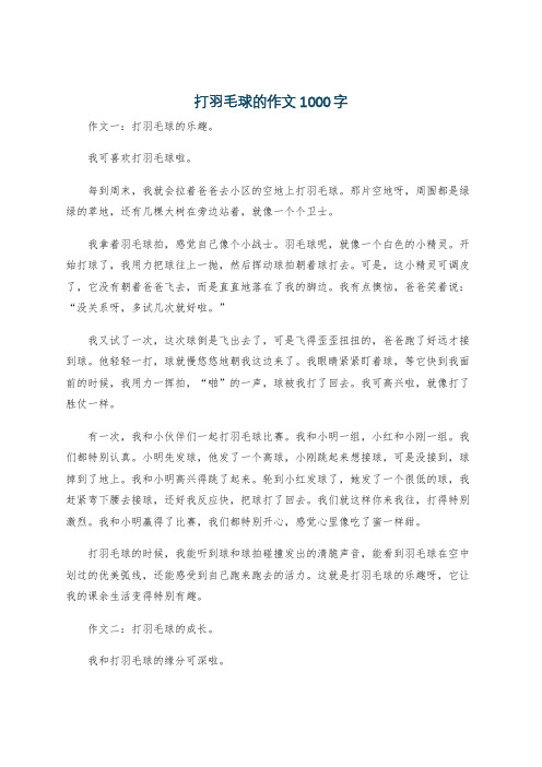 打羽毛球的作文1000字