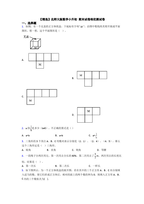 【精选】北师大版数学小升初 期末试卷培优测试卷