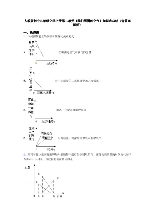 人教版初中九年级化学上册第二单元《我们周围的空气》知识点总结(含答案解析)