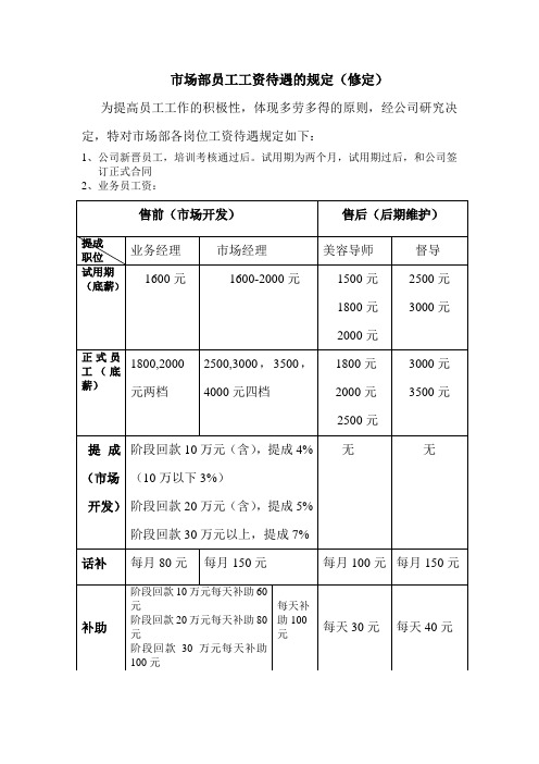 市场部工资机制