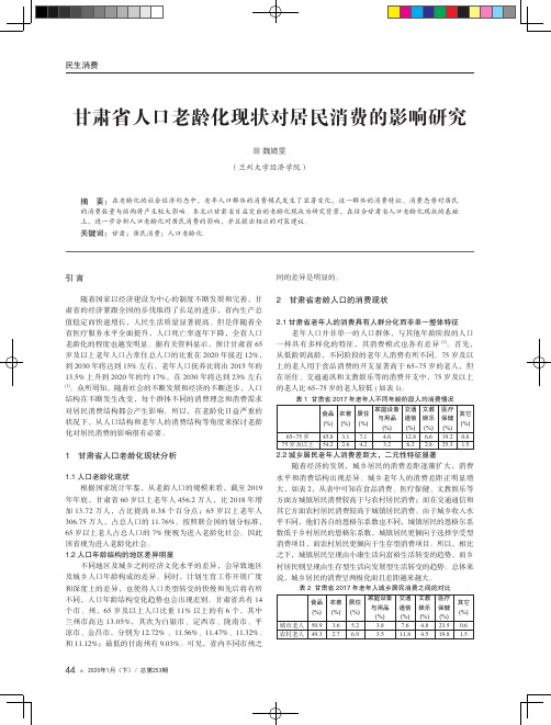 甘肃省人口老龄化现状对居民消费的影响研究