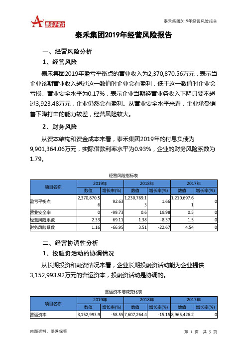 泰禾集团2019年经营风险报告