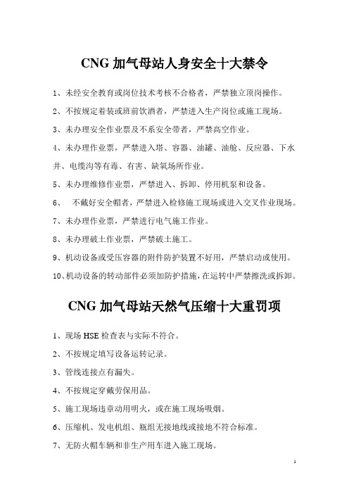 CNG加气母站岗位责任制、事故预案汇编