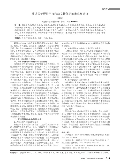 浅谈关于野外不可移动文物保护的难点和建议