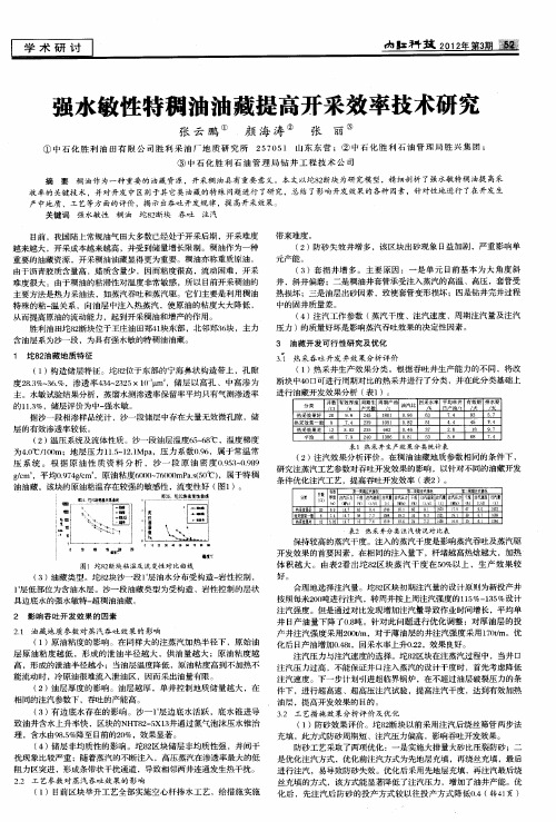 强水敏性特稠油油藏提高开采效率技术研究