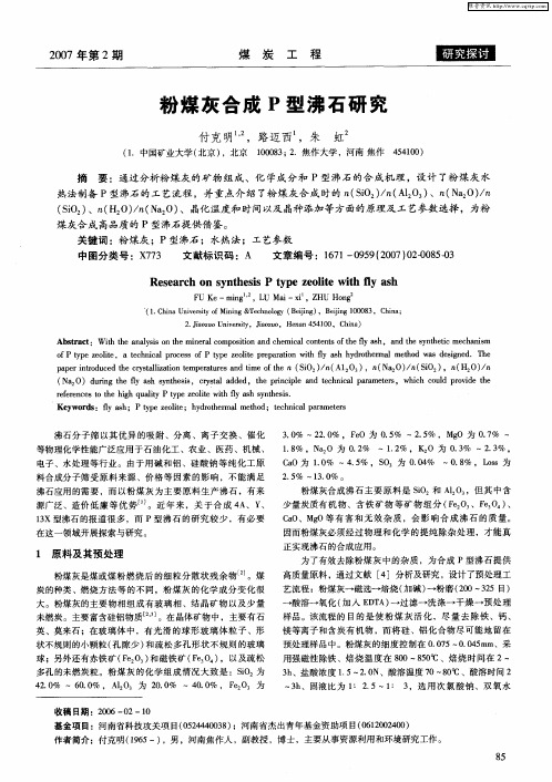 粉煤灰合成P型沸石研究