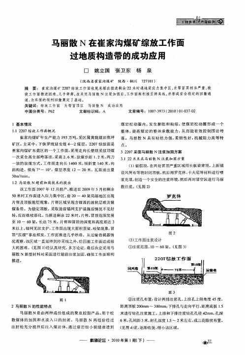 马丽散N在崔家沟煤矿综放工作面过地质构造带的成功应用