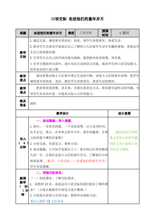 部编五年级语文下册--口语交际一:走进他们的童年岁月