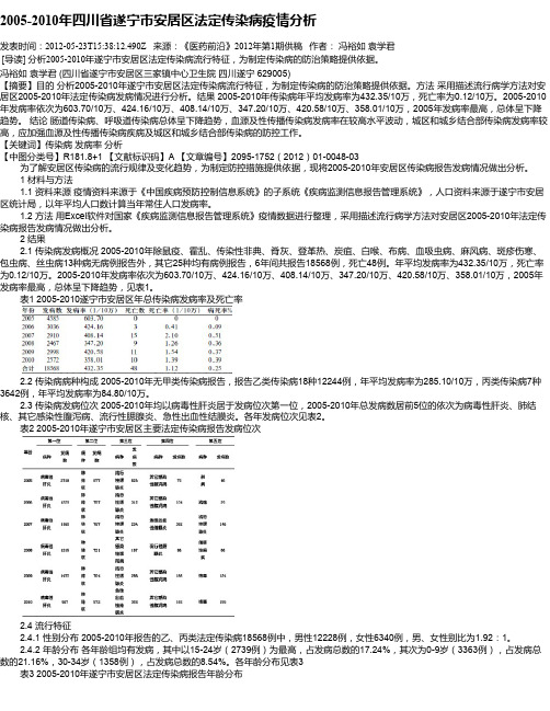 2005-2010年四川省遂宁市安居区法定传染病疫情分析