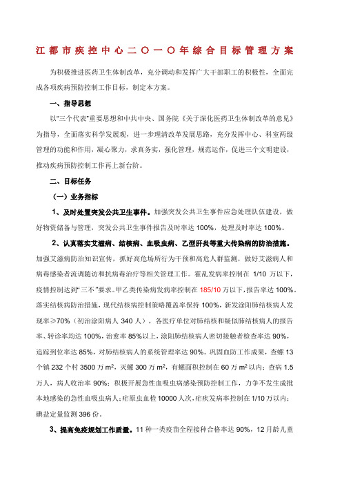 江都市疾控中心xx年综合目标管理方案.docx