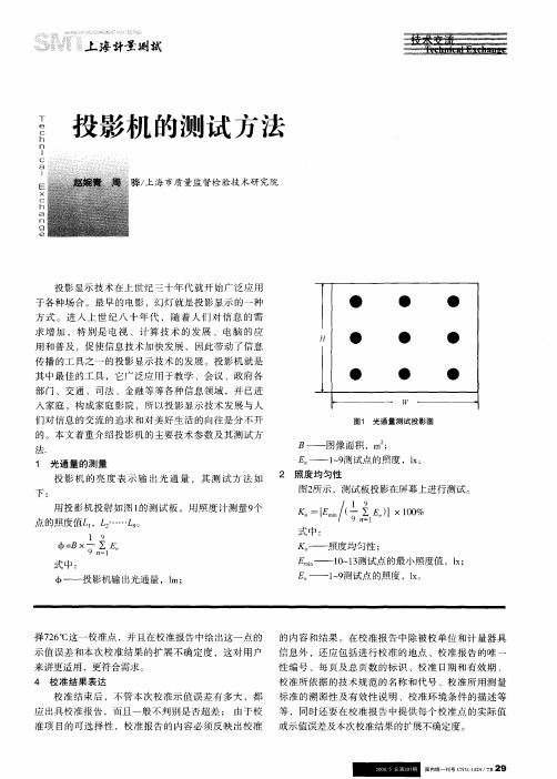 投影机的测试方法