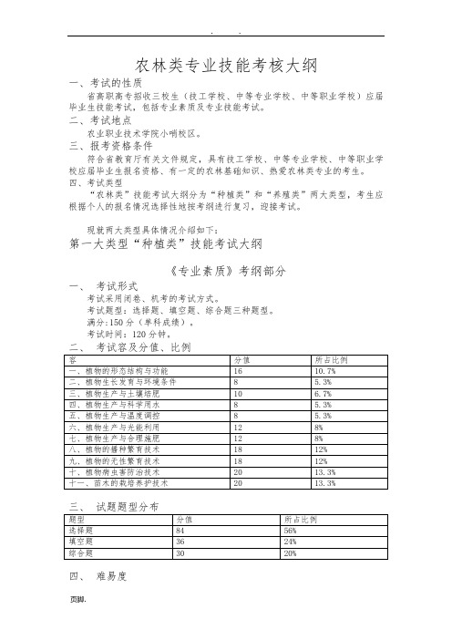 农林类专业技能考核大纲