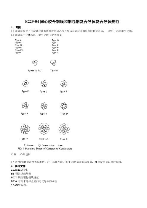 ASTM B229-04 同心绞合铜线和铜包钢复合导体复合导体规范(中文)