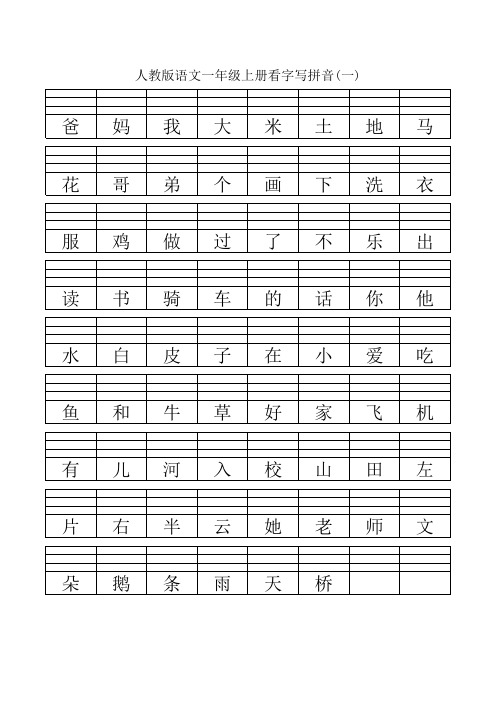 人教版语文一年级上册看字写拼音