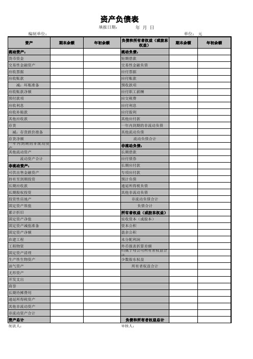 资产负债表-利润表模板