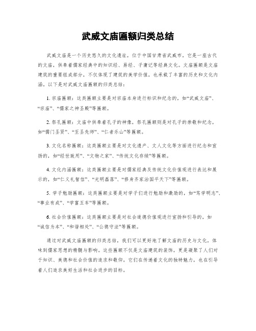 武威文庙匾额归类总结