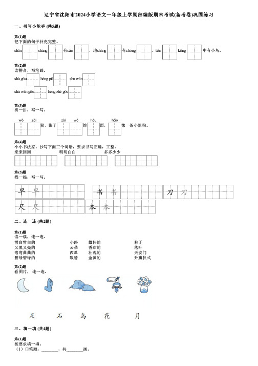 辽宁省沈阳市2024小学语文一年级上学期部编版期末考试(备考卷)巩固练习