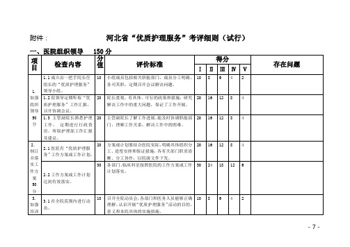 优质护理服务考评细则