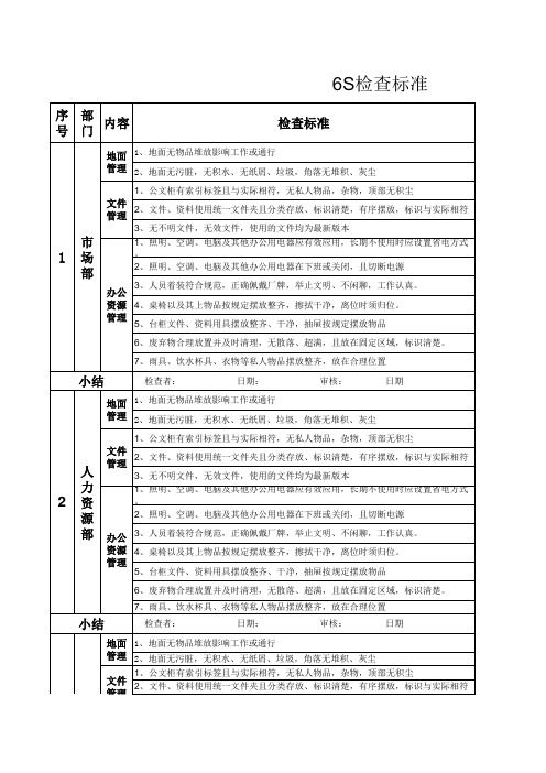 6S检查标准