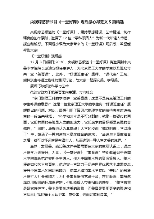 央视综艺新节目《一堂好课》观后感心得范文5篇精选