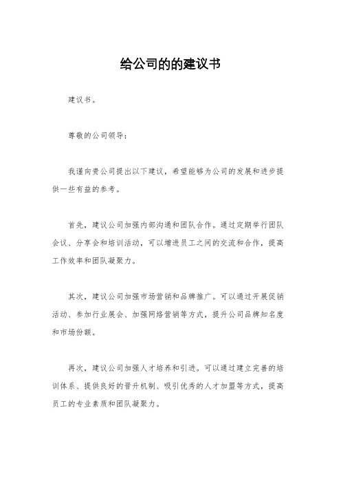 给公司的的建议书