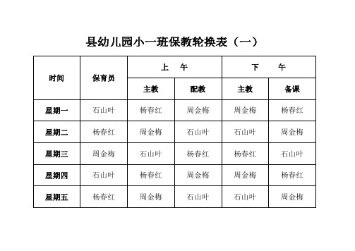 小一班保教轮换表