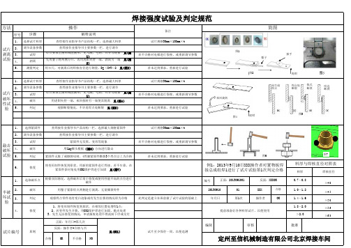 焊接强度试验及判定规范