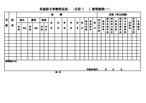 业务检查表一