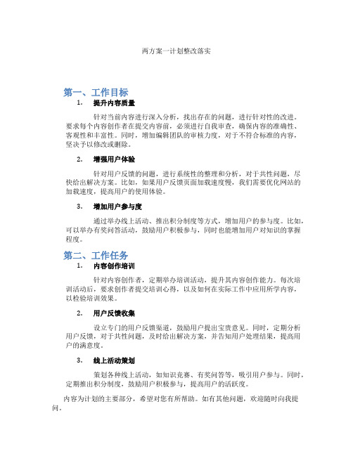 两方案一计划整改落实