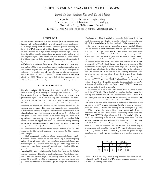 Shift invariant wavelet packet bases