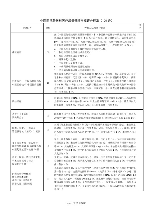 中医医院骨伤科医疗质量管理检查评分细则.doc