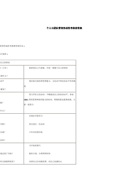 2010电大个人与团队管理形成性考核册答案