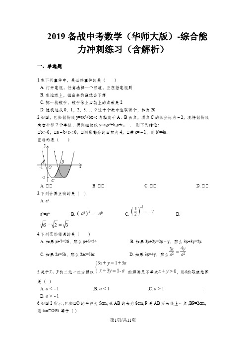 备战中考数学(华师大版)综合能力冲刺练习(含解析)