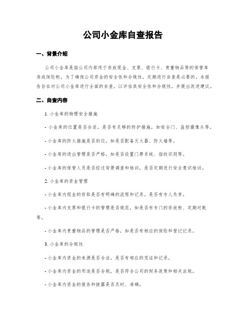 公司小金库自查报告