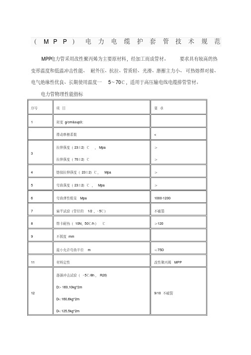 mpp管技术标准