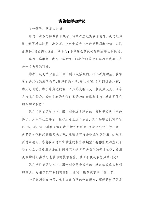 我的教师初体验